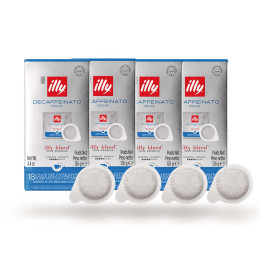 Dosette ESE illy Espresso Décaféiné - 4 boites - 72 dosettes emballées individuellement