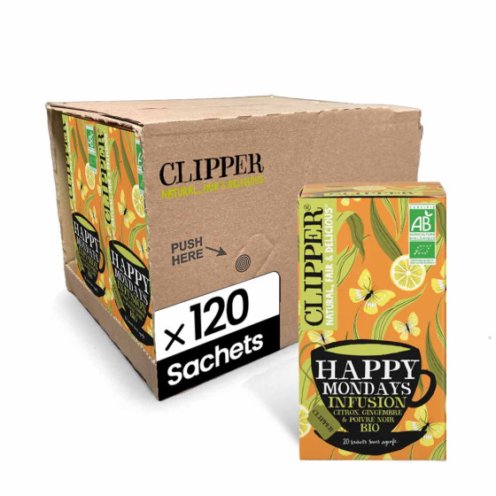 Infusion Bio Clipper Happy Mondays - 6 boites - 120 sachets