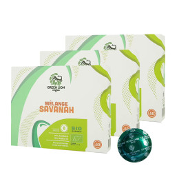 Capsule Nespresso Pro Compatible Café Bio Green Lion Coffee Le Mélange Savanah - 3 boîtes - 150 capsules
