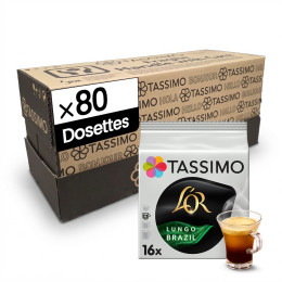 Dosette Tassimo L'Or Espresso Lungo Brazil - 5 boîtes - 80 dosettes