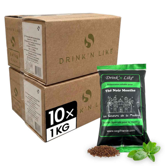 Thé Instantané Distributeur Automatique Drink'n Like Thé Noir Menthe - 10 paquets - 10 Kg