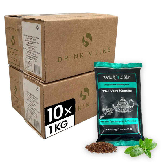Thé Instantané Distributeur Automatique Drink'n Like Thé Vert Menthe - 10 paquets - 10 Kg