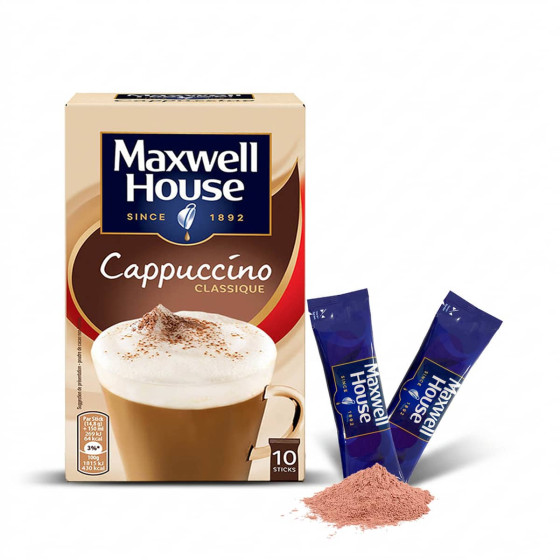 Cappuccino Maxwell House Classique - 10 boites - 100 dosettes individuelles