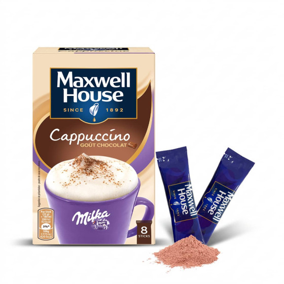 Cappuccino Maxwell House Milka - 10 boites - 80 dosettes individuelles
