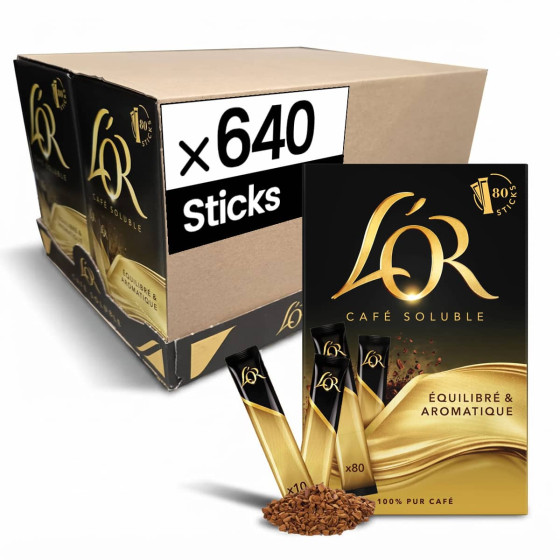 Café Soluble L'Or Classique - 8 boites - 640 sticks