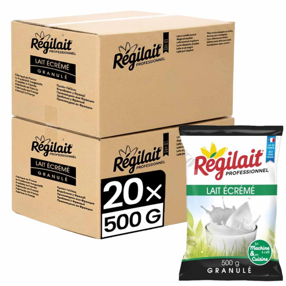 Lait en Poudre Régilait Ecrémé pour Distributeur Automatique - 20 paquets - 10 Kg