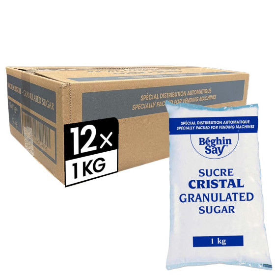 Sucre en Poudre Cristal Béghin-Say pour Distributeur Automatique - 12 paquets - 12 Kg