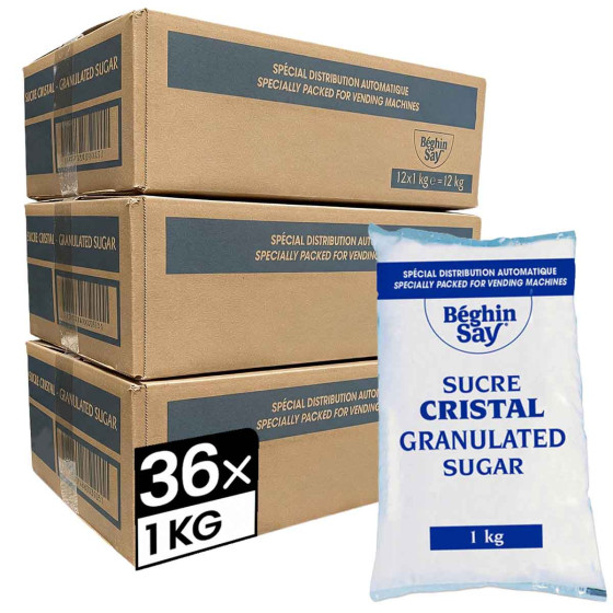 Sucre en poudre Cristal Béghin-Say pour Distributeur Automatique - 36 paquets - 36 Kg