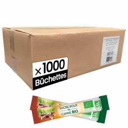 Sucre Roux de Canne Bio - Carton 1000 bûchettes