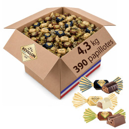 390 Papillotes au Chocolat au lait, noir, blanc - Révillon - 4,3 Kg