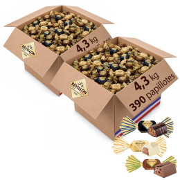 780 Papillotes au Chocolat au lait, noir, blanc - Révillon - 8,6 Kg