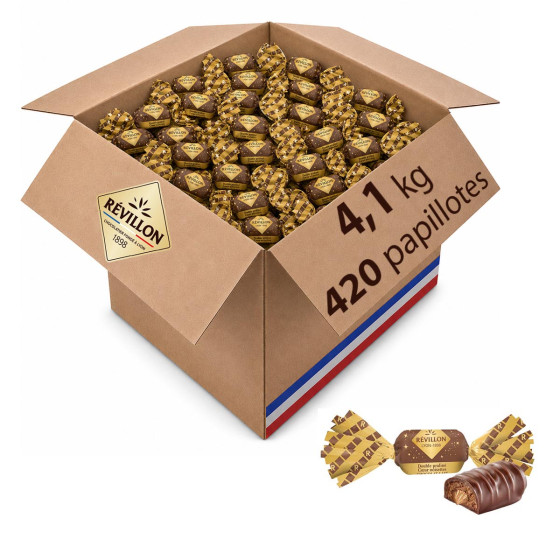 420 Papillotes Double praliné noisette au Chocolat au lait - Révillon - 4,1 Kg