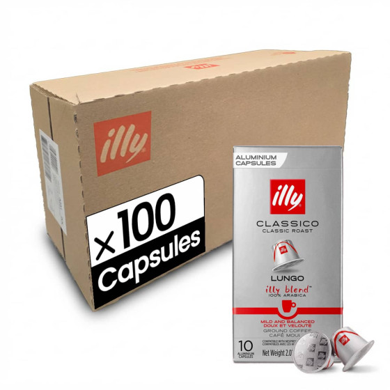 Capsule Nespresso Compatible Illy Torrefaction Lungo Classico - 10 boîtes - 100 capsules