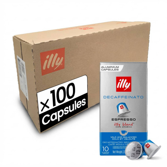 Capsule Nespresso Compatible Illy Classico Decaffeinato - 10 boîtes - 100 capsules