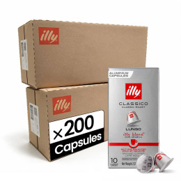 Capsule Nespresso Compatible Illy Torrefaction Lungo Classico - 20 boîtes - 200 capsules