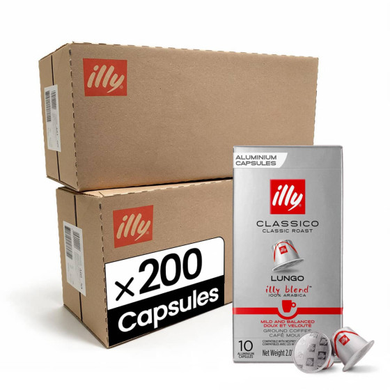 Capsule Nespresso Compatible Illy Torrefaction Lungo Classico - 20 boîtes - 200 capsules