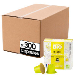 Capsule Nespresso Compatible sans aluminium sans plastique Thé Vert Gingembre Citron Bio - 300 capsules