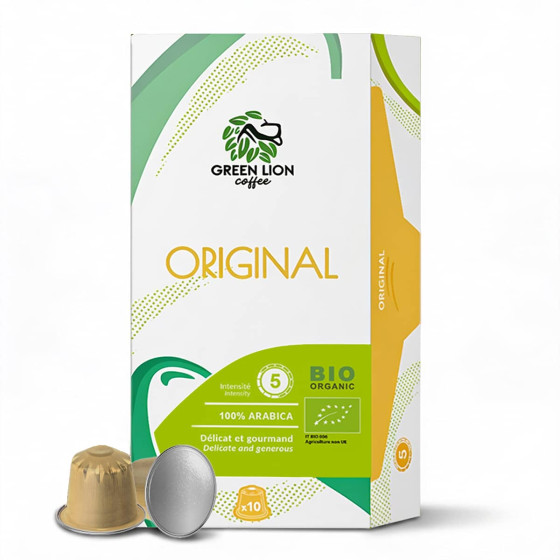 Capsule Nespresso Compatible Green Lion Coffee L'Original - 10 boîtes - 100 capsules