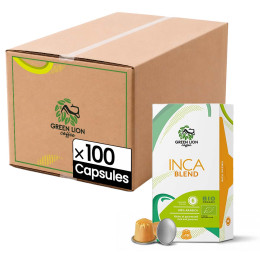 Capsule Nespresso Compatible Green Lion Coffee Mélange Inca - 10 boîtes - 100 capsules