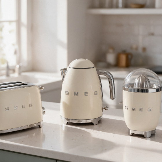 Set petit déjeuner SMEG Crème (Bouilloire + Grille pain + Presse-agrumes)