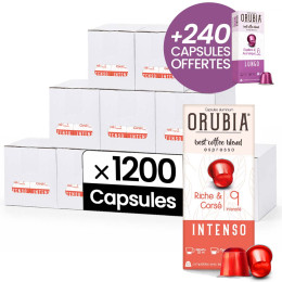 Capsule Nespresso Compatible Café Orubia Intenso 50% Arabica Intensité 9 - 1200 + 240 capsules OFFERTES
