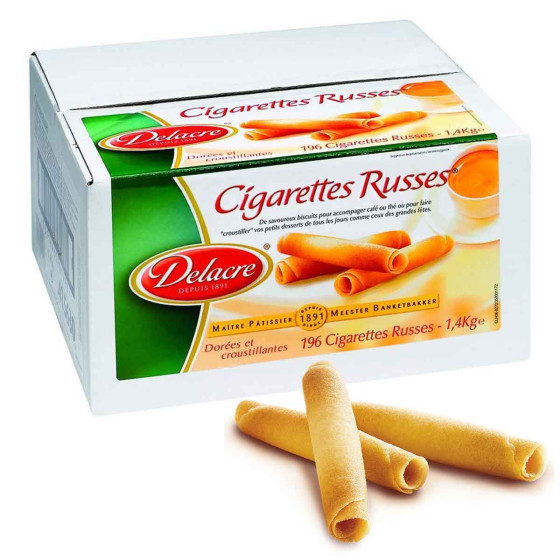 Cigarettes Russe Delacre - carton de 196 biscuits en vrac - 1,4 Kg