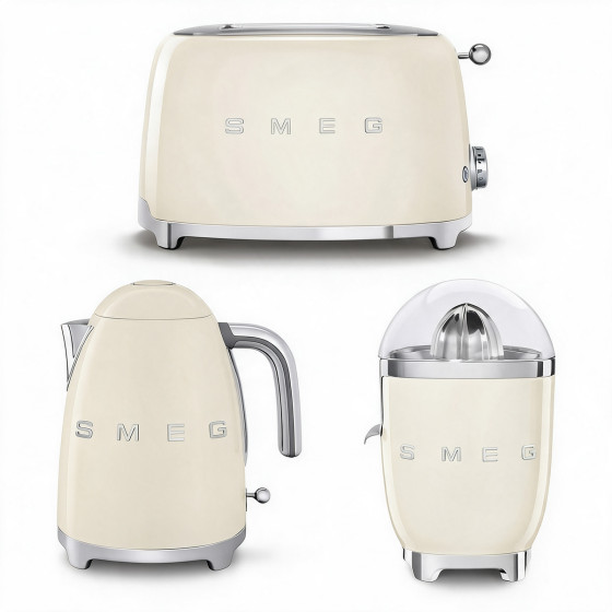 Set petit-déjeuner SMEG Crème (Bouilloire KLF03CREU + Grille-pain TSF01CREU + Presse-agrumes CJF11CREU)