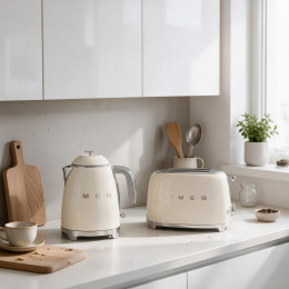 Set petit-déjeuner SMEG Crème (Mini Bouilloire KLF05CREU + Grille-pain TSF01CREU)