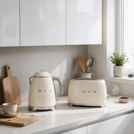 Set petit-déjeuner SMEG Crème (Mini Bouilloire + Grille-pain)