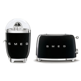 Set petit-déjeuner SMEG Noir (Grille-pain TSF01BLEU + Presse-agrumes CJF11BLEU))
