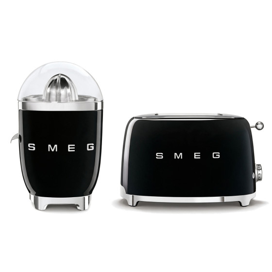 Set petit-déjeuner SMEG Noir (Grille-pain TSF01BLEU + Presse-agrumes CJF11BLEU))