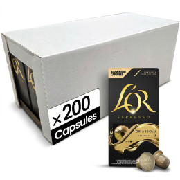 Capsule Nespresso Compatible Café L'Or Espresso Or Absolu - 20 boîtes - 200 capsules