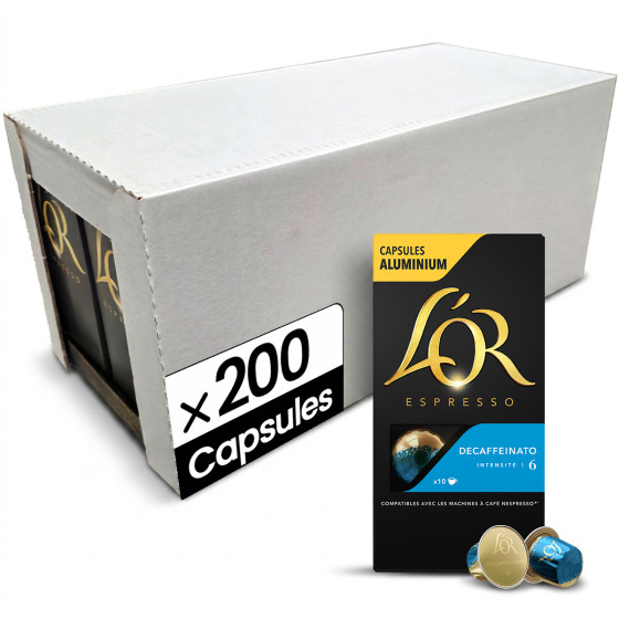 Capsule Nespresso Compatible Café L'Or Espresso Decaffeinato - 20 boîtes - 200 capsules