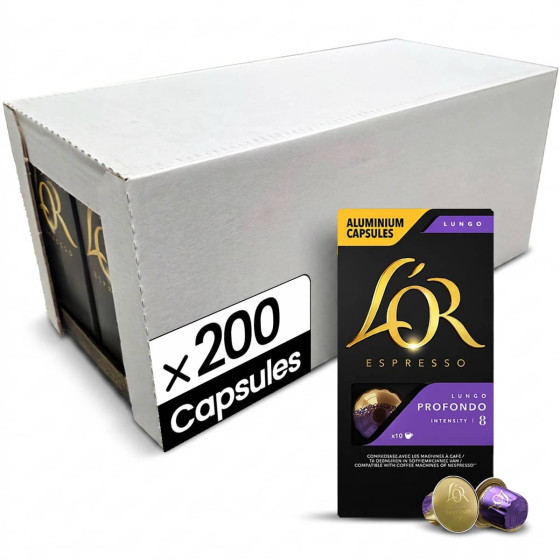 Capsule Nespresso Compatible Café L'Or Espresso Lungo Profondo - 20 boîtes - 200 capsules