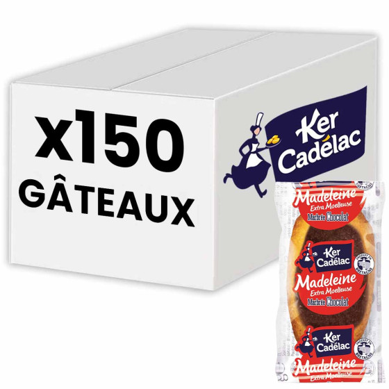 Madeleine Marbrée Chocolat extra moelleuse Ker Cadélac - 150 madeleines emballées individuellement