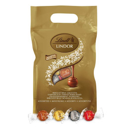 80 Boules de Chocolat au lait, noir, blanc, lait-noisette LINDOR - Lindt - Paquet de 1 Kg