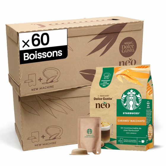 Dosettes Nescafé Dolce Gusto NEO Starbucks® Caramel Macchiato - 10 boîtes - 60 boissons