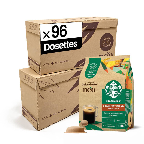 Dosettes Nescafé Dolce Gusto NEO Starbucks® Breakfast Blend Americano - 8 boîtes - 96 boissons