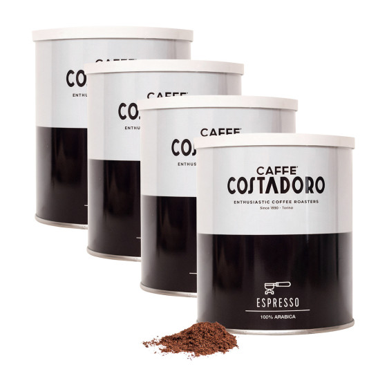 Café Moulu Costadoro Arabica Espresso - 4 boites métal - 1 Kg