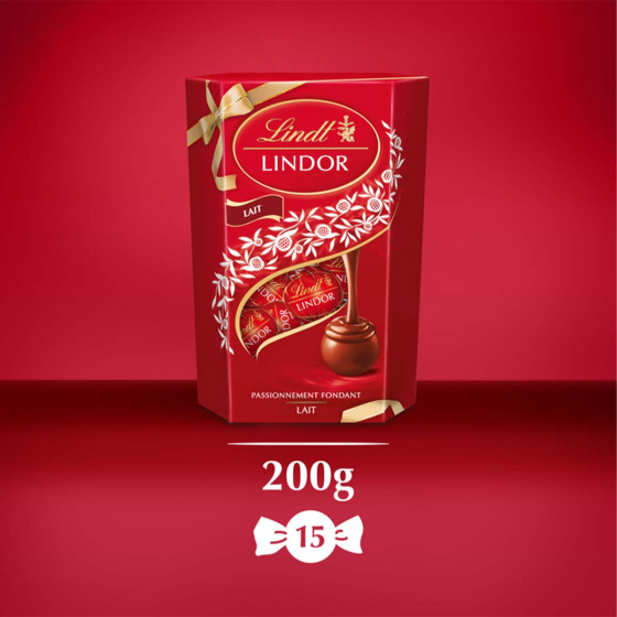 Chocolat LINDOR Lait Lindt - Cornet de 200 gr de boules de chocolat