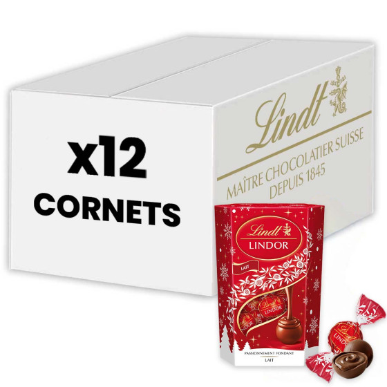 Chocolat LINDOR Lait Lindt - 12 cornets - 2.4kg de boules de chocolat