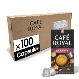 Capsule Nespresso Compatible Café Royal Amaretti - 10 boîtes - 100 capsules
