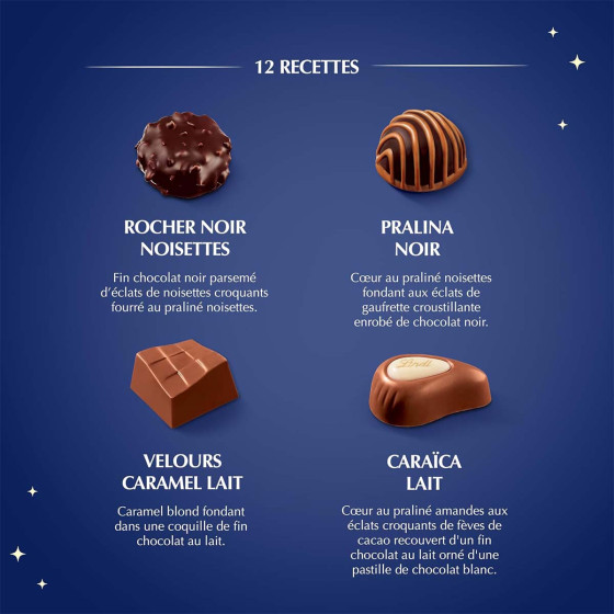 Lindt Boîte PAYSAGE DE NOËL Assorti Assortiment de Chocolats au Lait Noirs et Blancs Idéal pour Noël - vue 6