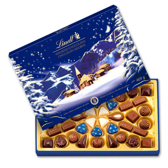 Lindt Boîte PAYSAGE DE NOËL Assorti Assortiment de Chocolats au Lait Noirs et Blancs Idéal pour Noël - vue 4