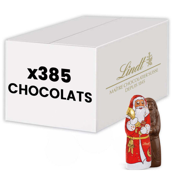 385 Pères Noël Chocolat au lait - Lindt - Carton de 3,85 Kg