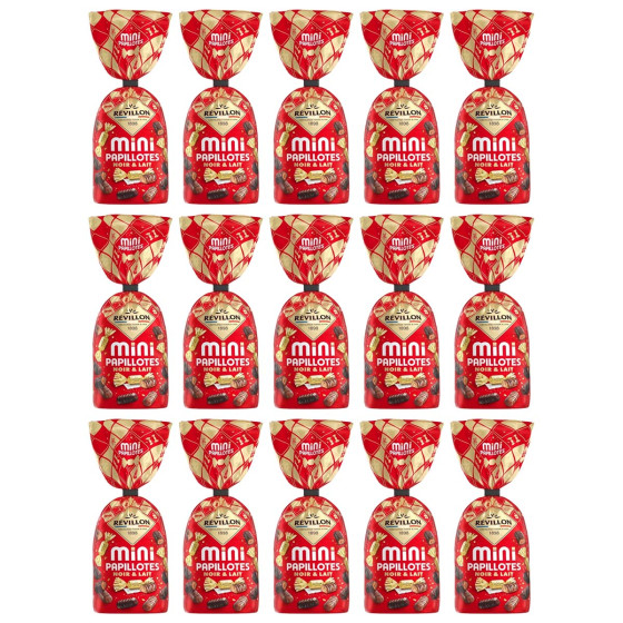 15 sachets de mini papillotes Révillon Chocolat noir et lait - 1,65 Kg