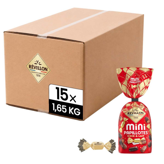 15 sachets de mini papillotes Révillon Chocolat noir et lait - 1,65 Kg