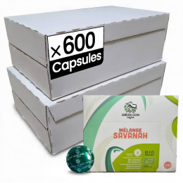 Capsule Nespresso Pro Compatible Café Bio Green Lion Coffee Le Mélange Savanah - 12 boîtes - 600 capsules