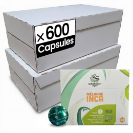 Capsule Nespresso Pro Compatible Café Bio Green Lion Coffee Mélange Inca - 12 boîtes - 600 capsules