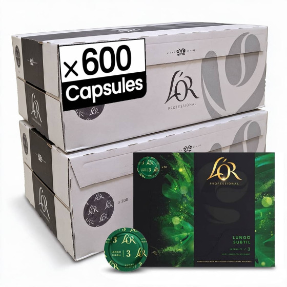 Capsule Nespresso Pro Compatible L'Or Lungo Subtil - 12 boites - 600 capsules